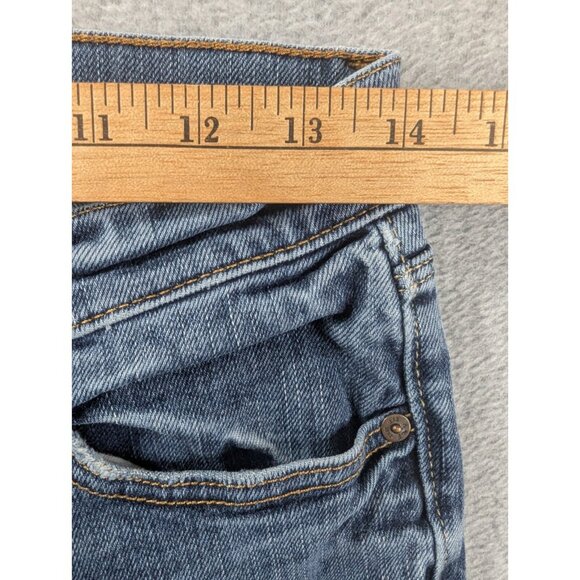 Abercrombie Fitch Jeans Womens SZ 6 Blue Slim Straight Raw Hem Faded Whiskers - Picture 5 of 14